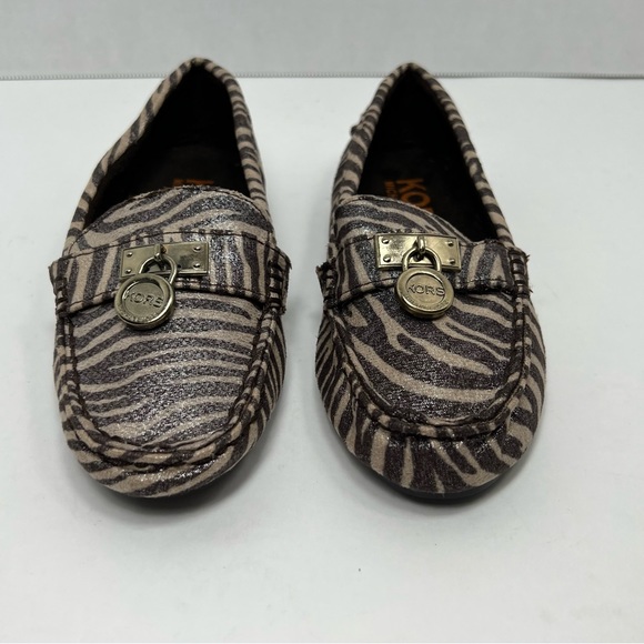 NWT Michael Kors Girls Metallic ZOEY Animal Print Loafers Zebra Giraffe Sz 13Y - Picture 6 of 12